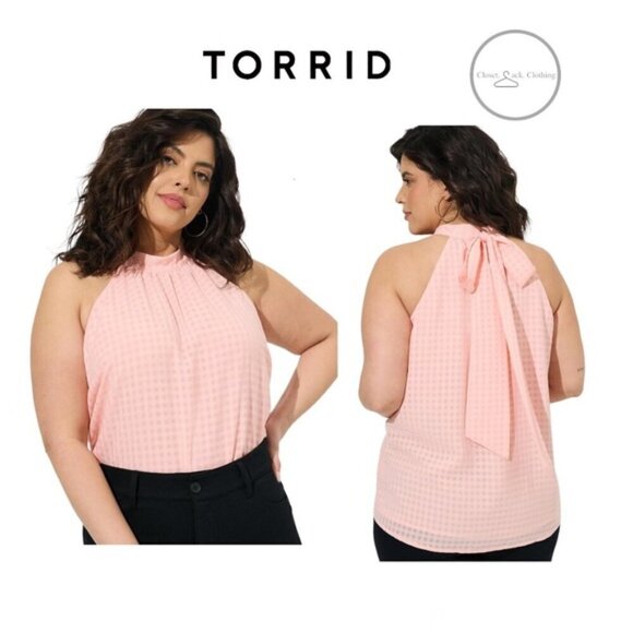 Torrid Clip Chiffon Mock Neck Halter Size 3X - Picture 1 of 11